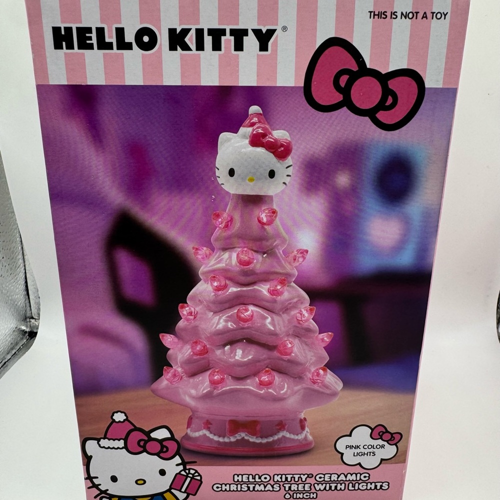 Hello Kitty Pink Ceramic Christmas Tree with Pink LED Lights